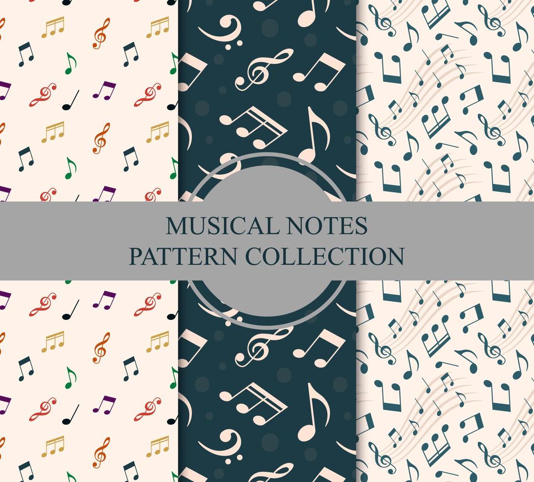 Collection Of Musical Notes Pattern For Music Design, Package, Background Vector Illustration