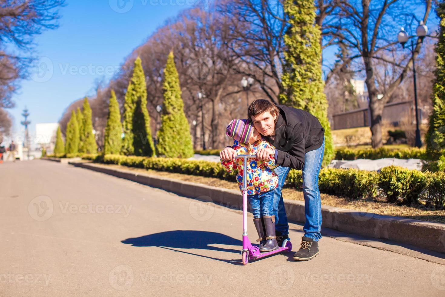 Father and daughter outdoors photo