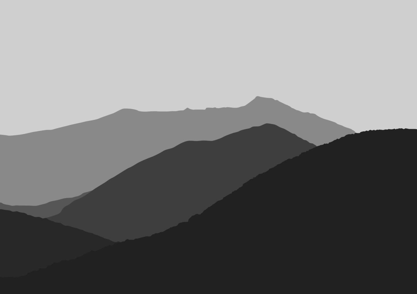 sencillo montañas paisaje con un oscuro tono, vector ilustración.