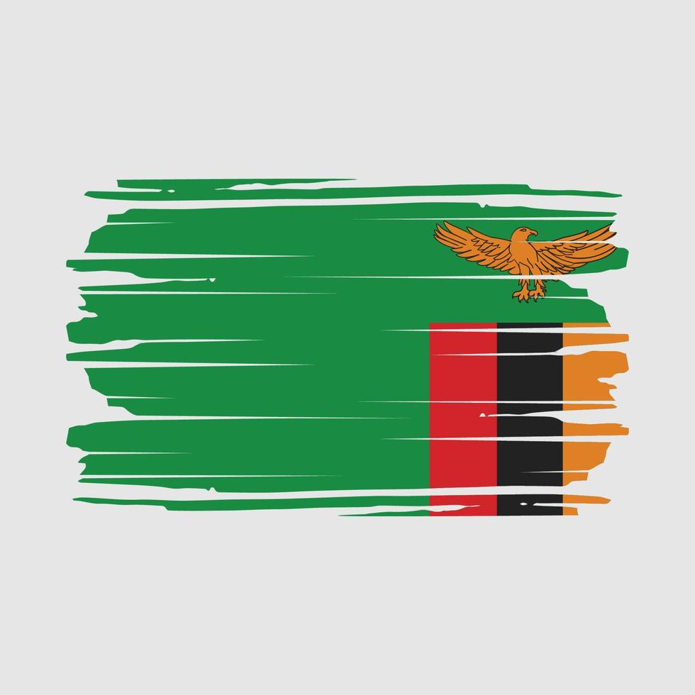 Zambia Flag Brush Vector