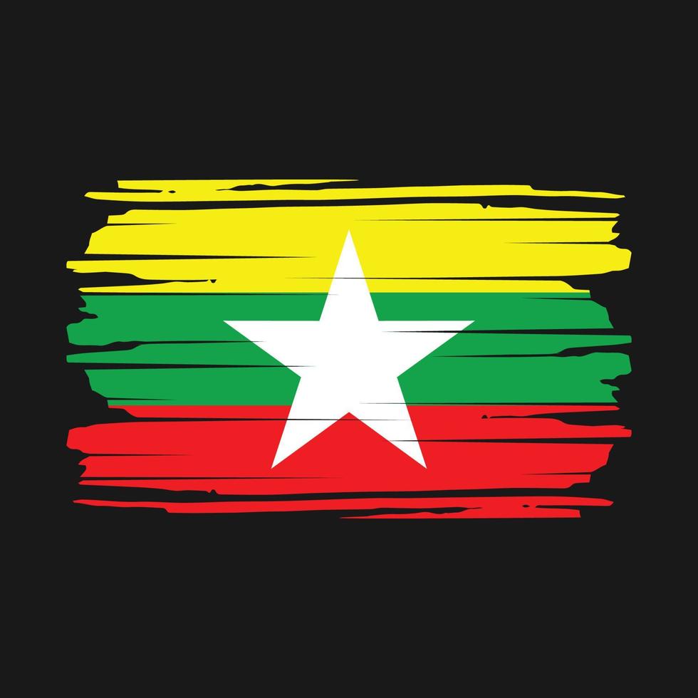 Myanmar Flag Brush Vector