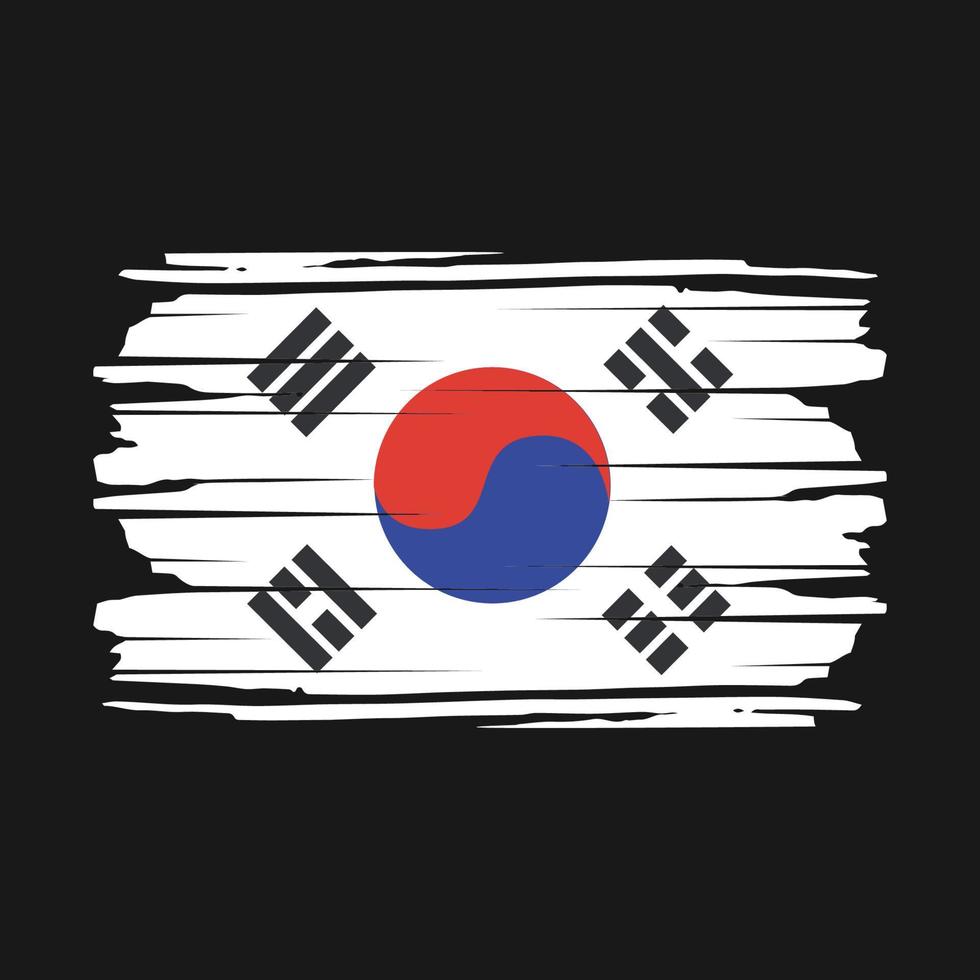 South Korea Flag Brush Vector