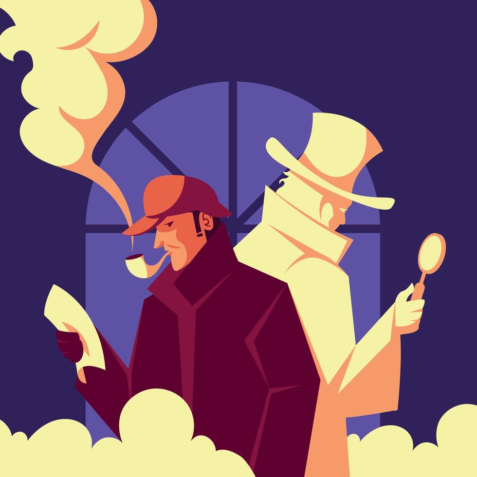 A Man and His Shadow with Detective Concept vector