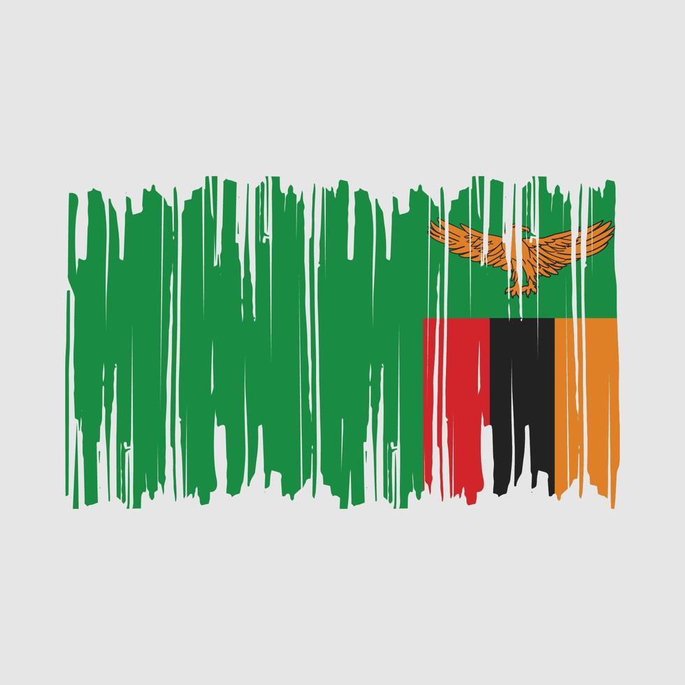 Zambia Flag Brush Vector Illustration