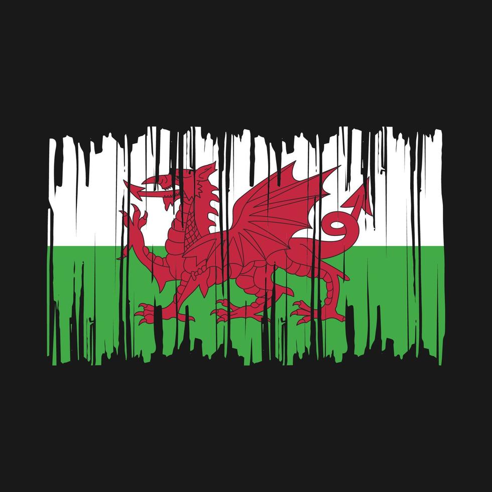 Ilustración de vector de pincel de bandera de Gales
