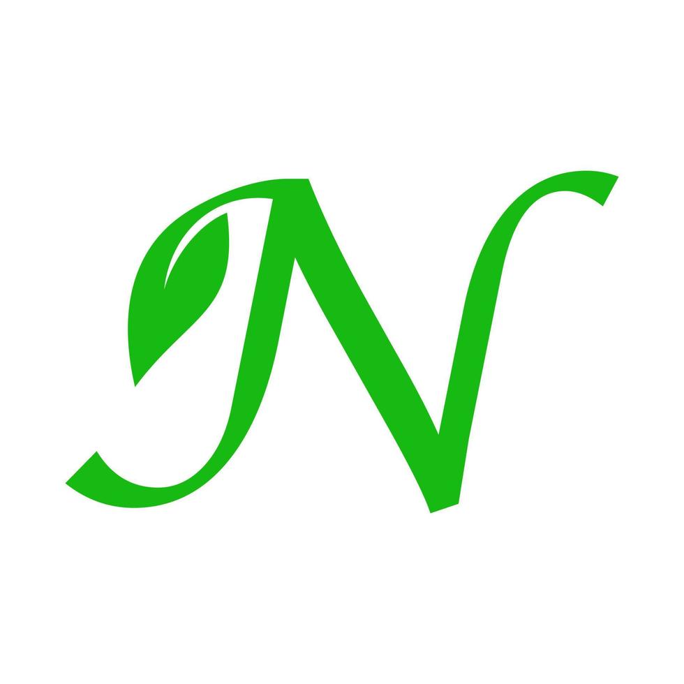 Initial N Leaf Logo vector