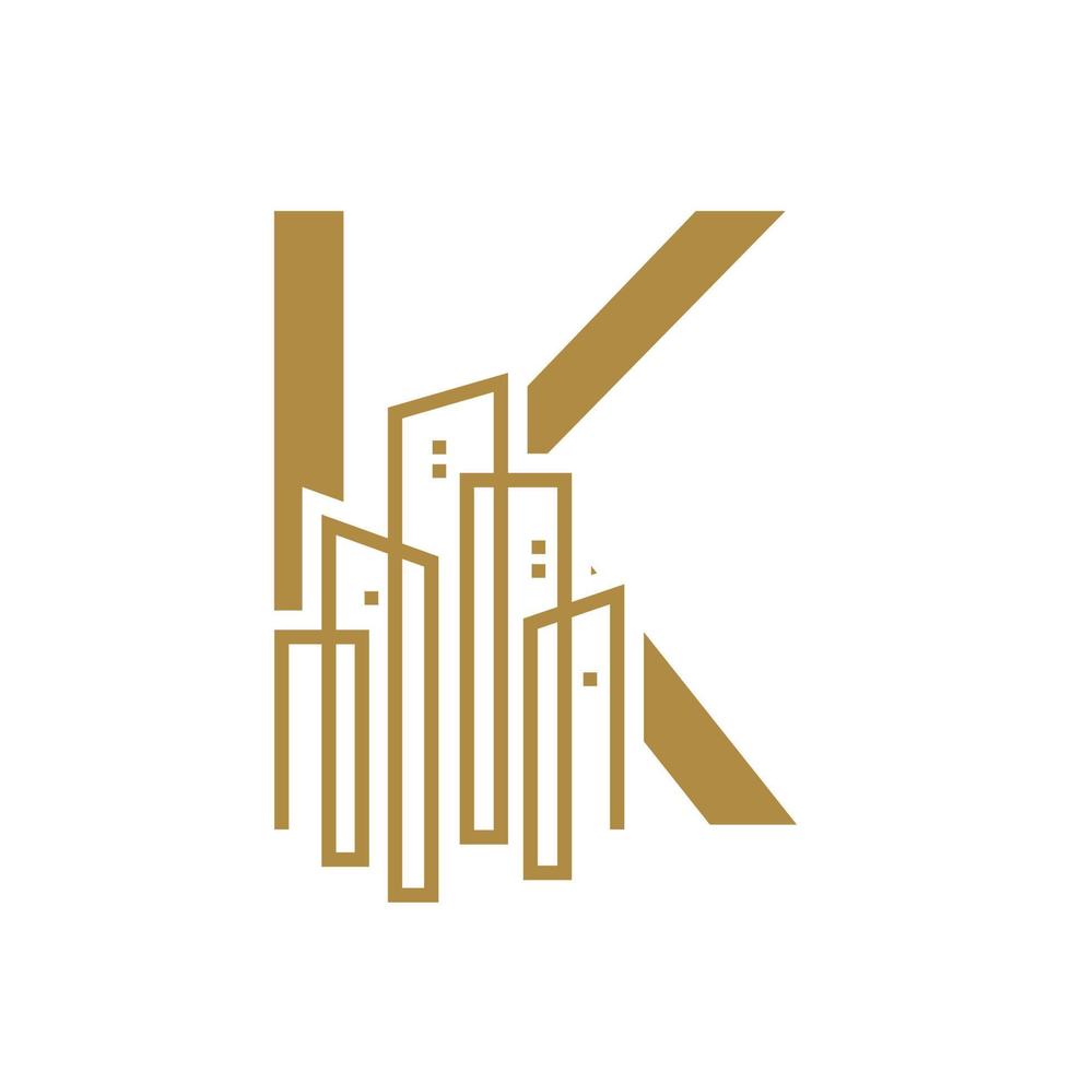 inicial k oro ciudad logo vector