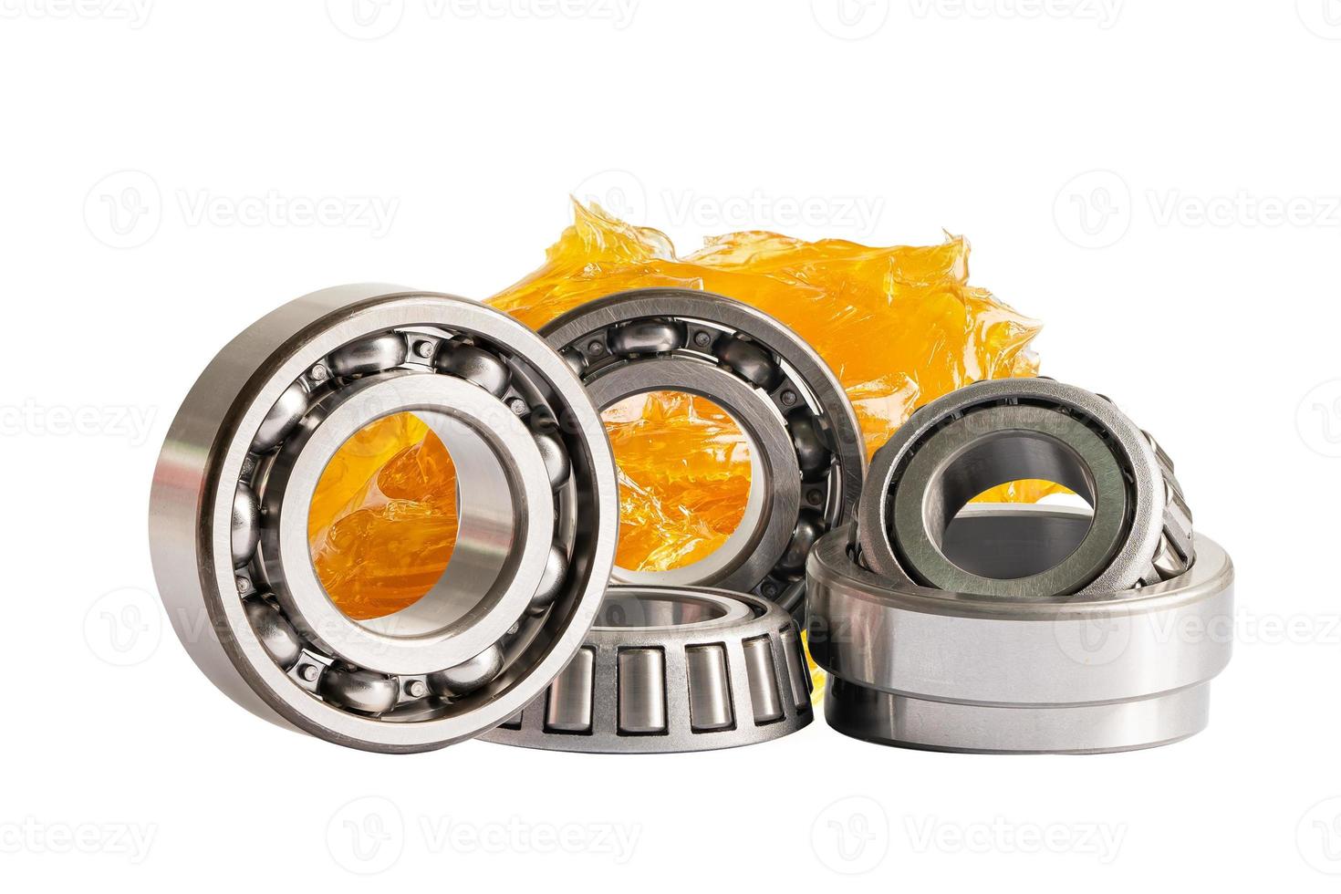 Ball bearing stainless with grease lithium machinery lubrication for automotive and industrial isolated on white background. photo