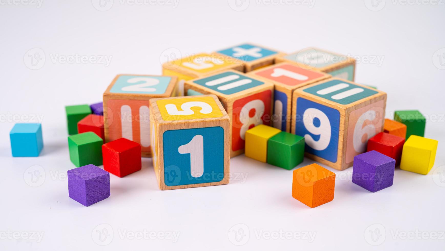 Math number colorful on white background, education study mathematics learning teach concept. photo