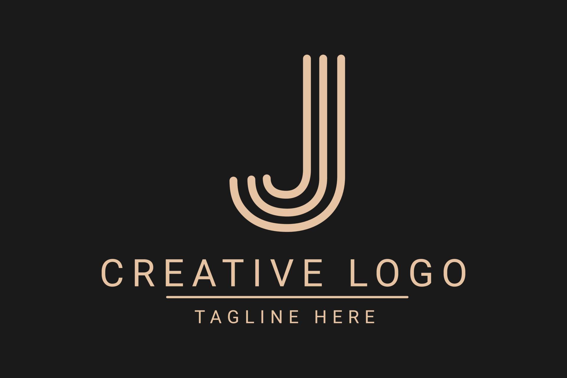 Modern creative letter J vector logo design. Minimalist flat line logo