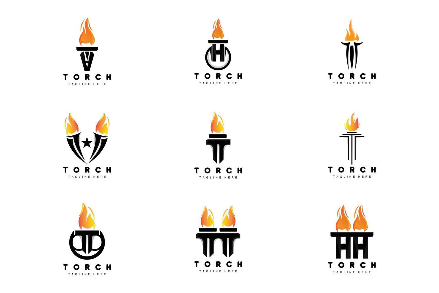 Torch Logo, Fire Design, Letter Logo, Product Brand Icon vector