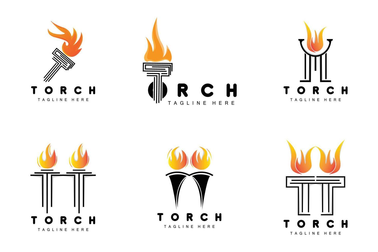 Torch Logo, Fire Design, Letter Logo, Product Brand Icon vector