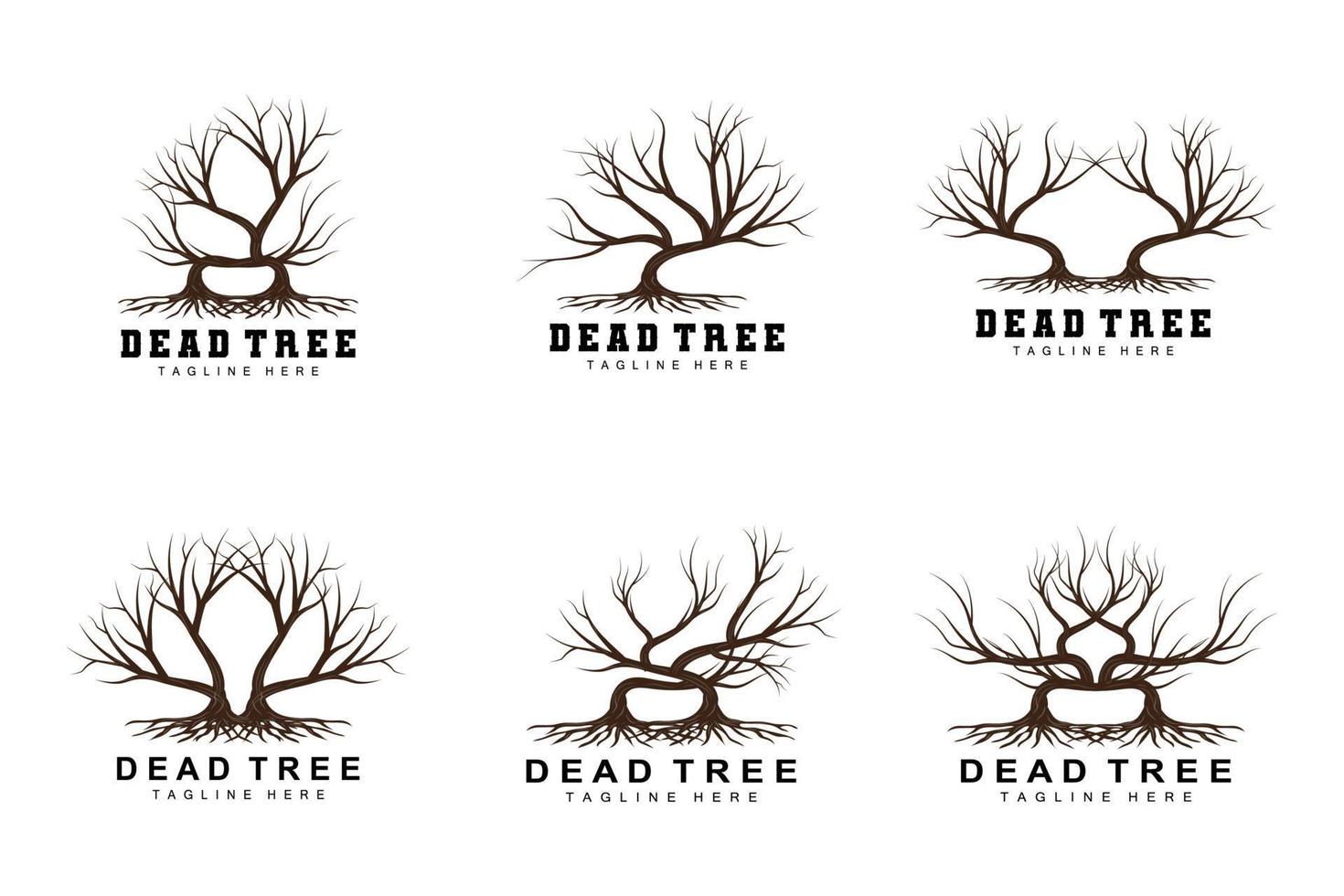Tree Logo Design, Dead Tree Illustration, Wild Tree Cutting, Global Warming Vector, Earth Drought, Product Brand Icons vector