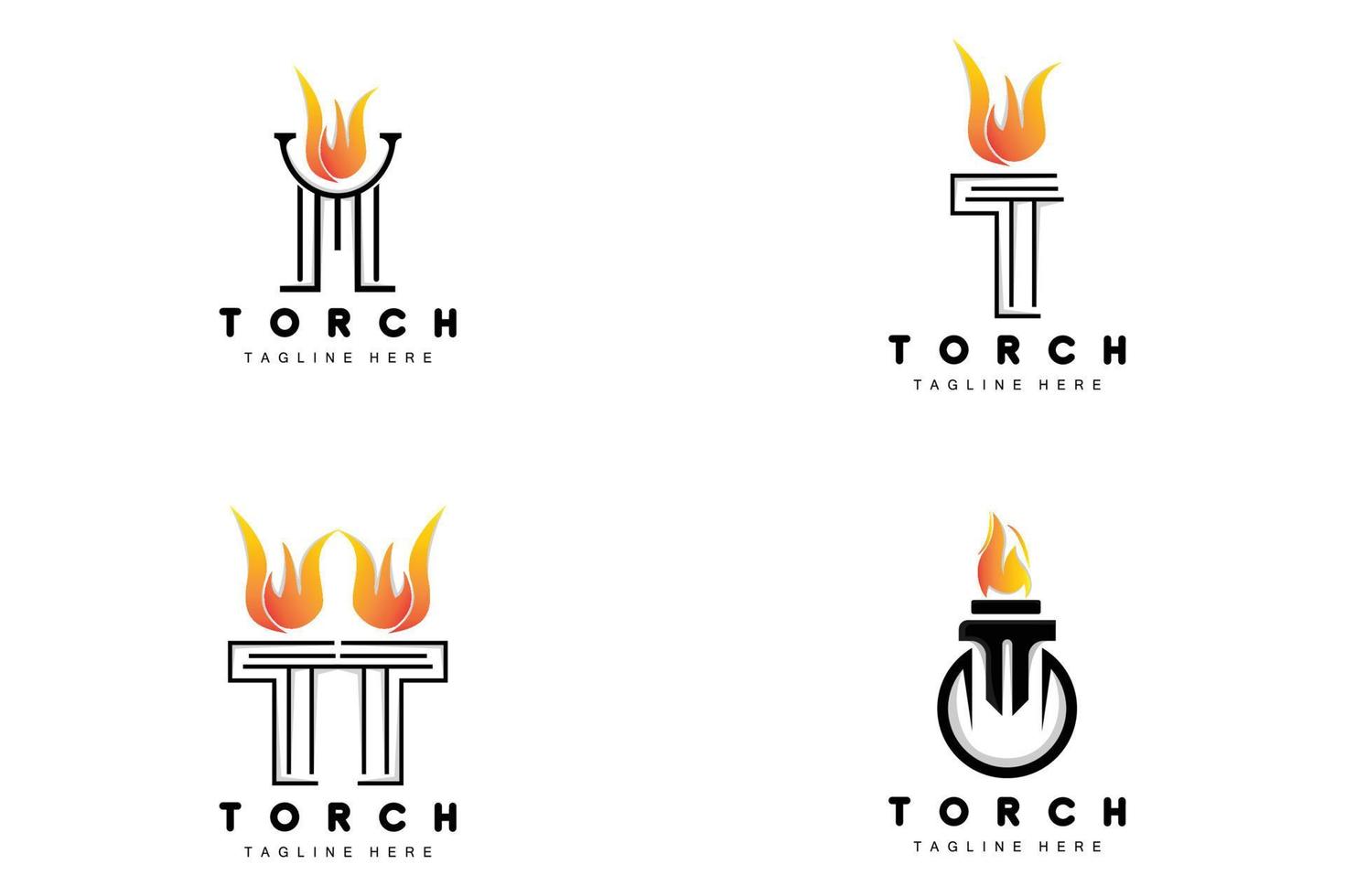 Torch Logo, Fire Design, Letter Logo, Product Brand Icon vector