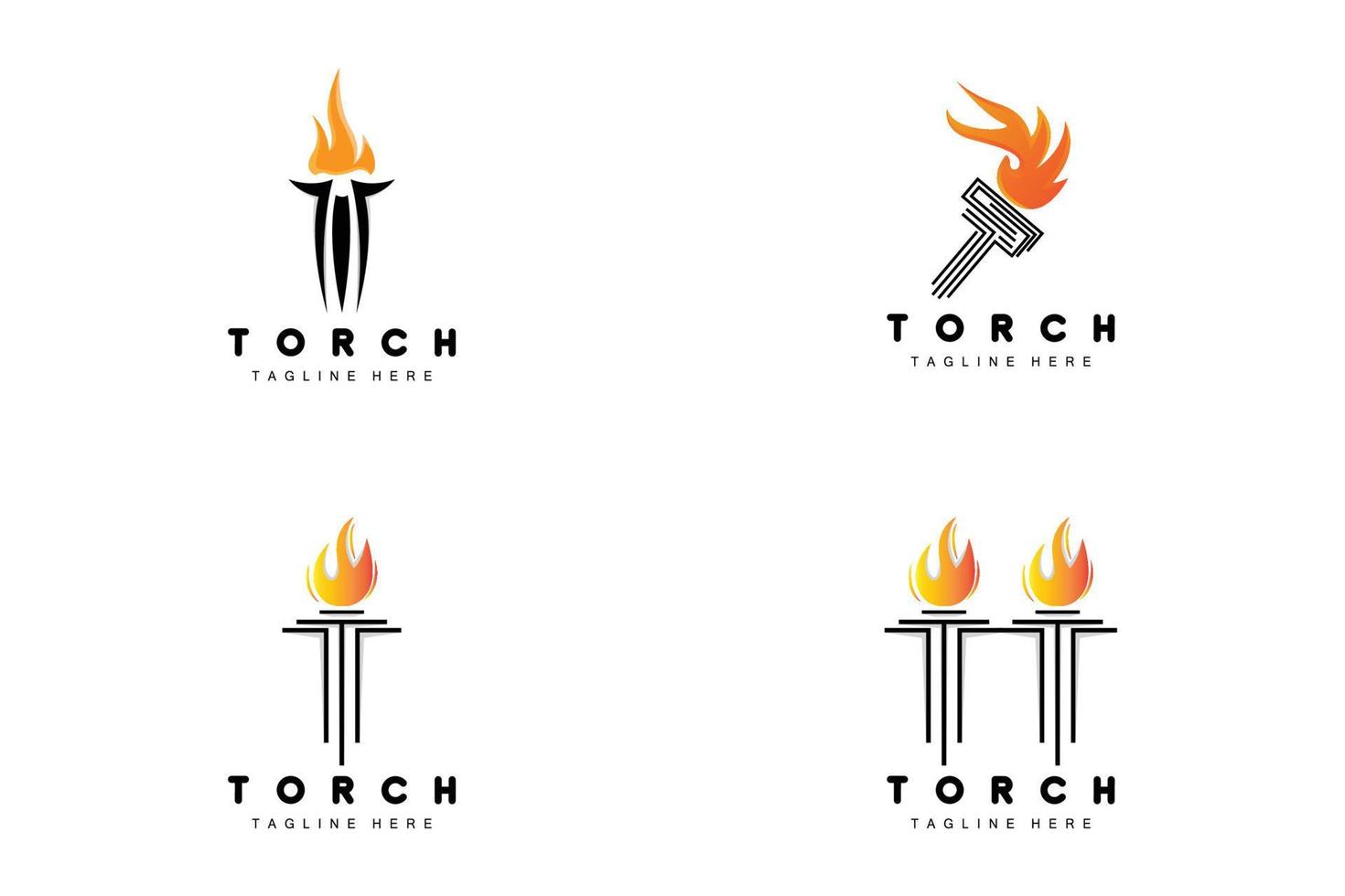 Torch Logo, Fire Design, Letter Logo, Product Brand Icon vector