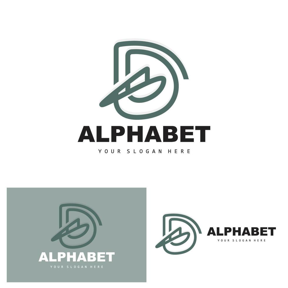 D Letter Logo, Simple Alphabet Design, Modern Minimalist Font Vector