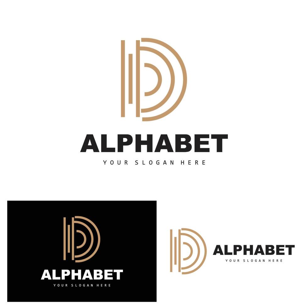 D Letter Logo, Simple Alphabet Design, Modern Minimalist Font Vector