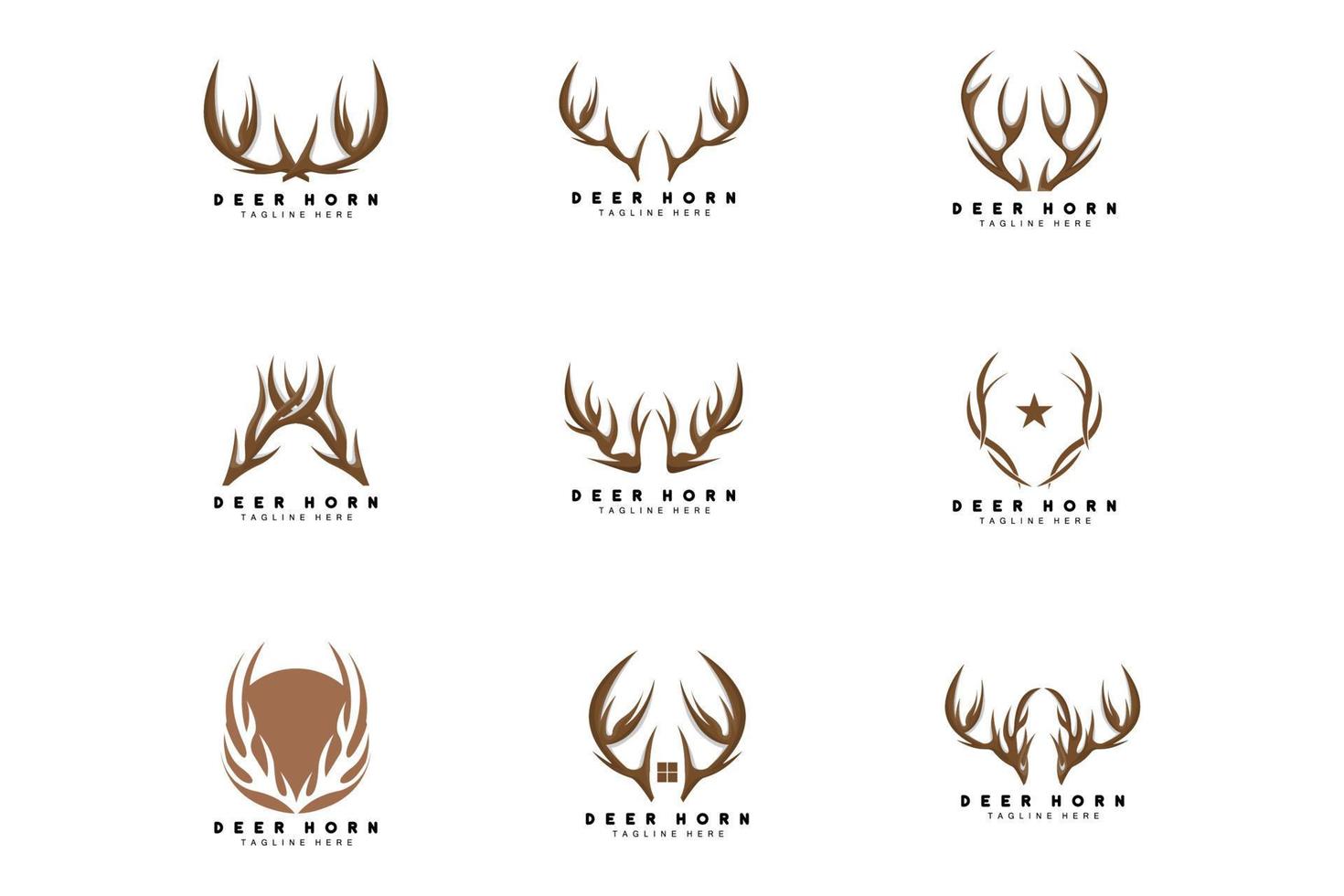 Deer Antler Logo, Antler Icon Illustration, Christmas Santa Animal Vector, Brand Design vector