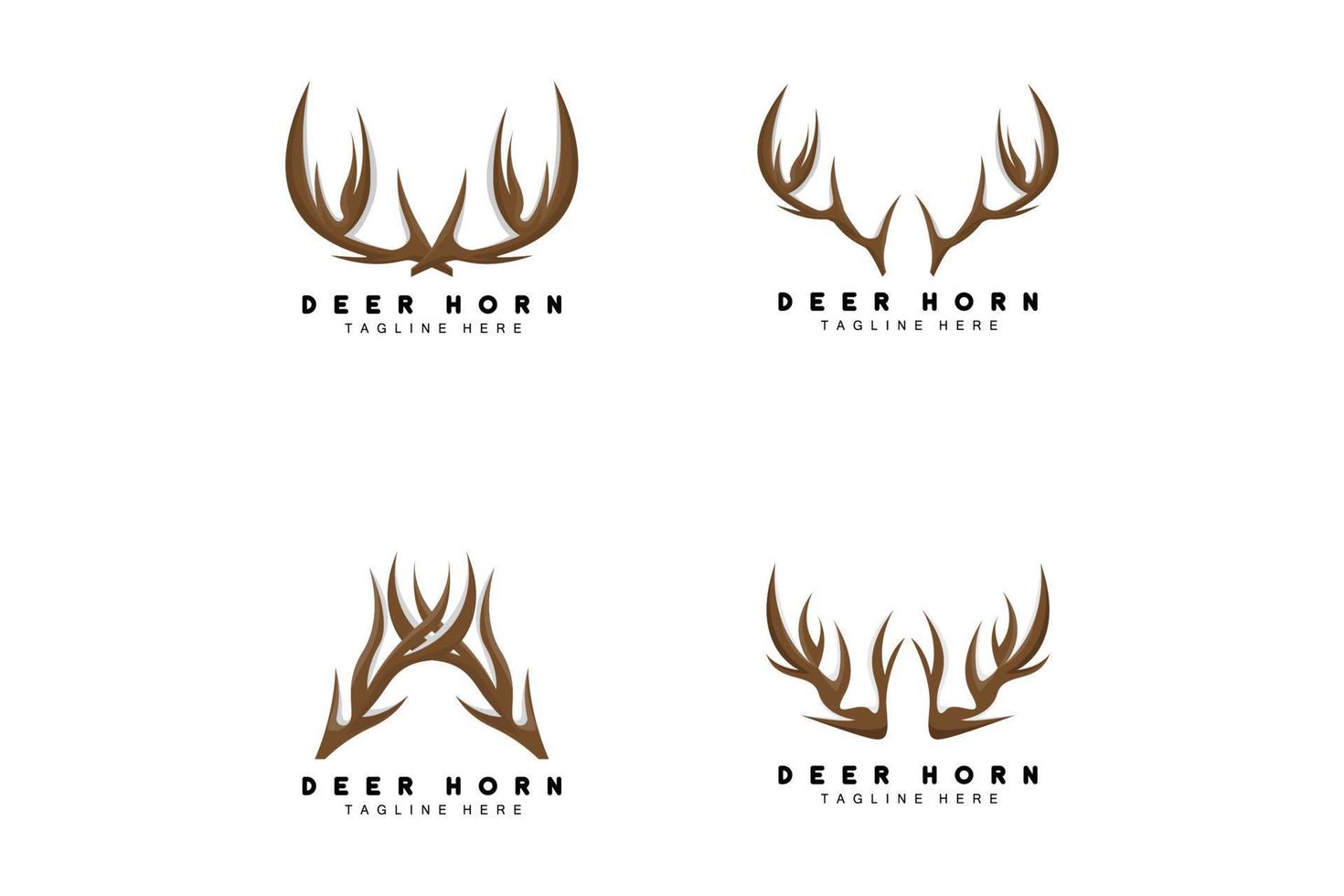 Deer Antler Logo, Antler Icon Illustration, Christmas Santa Animal Vector, Brand Design vector