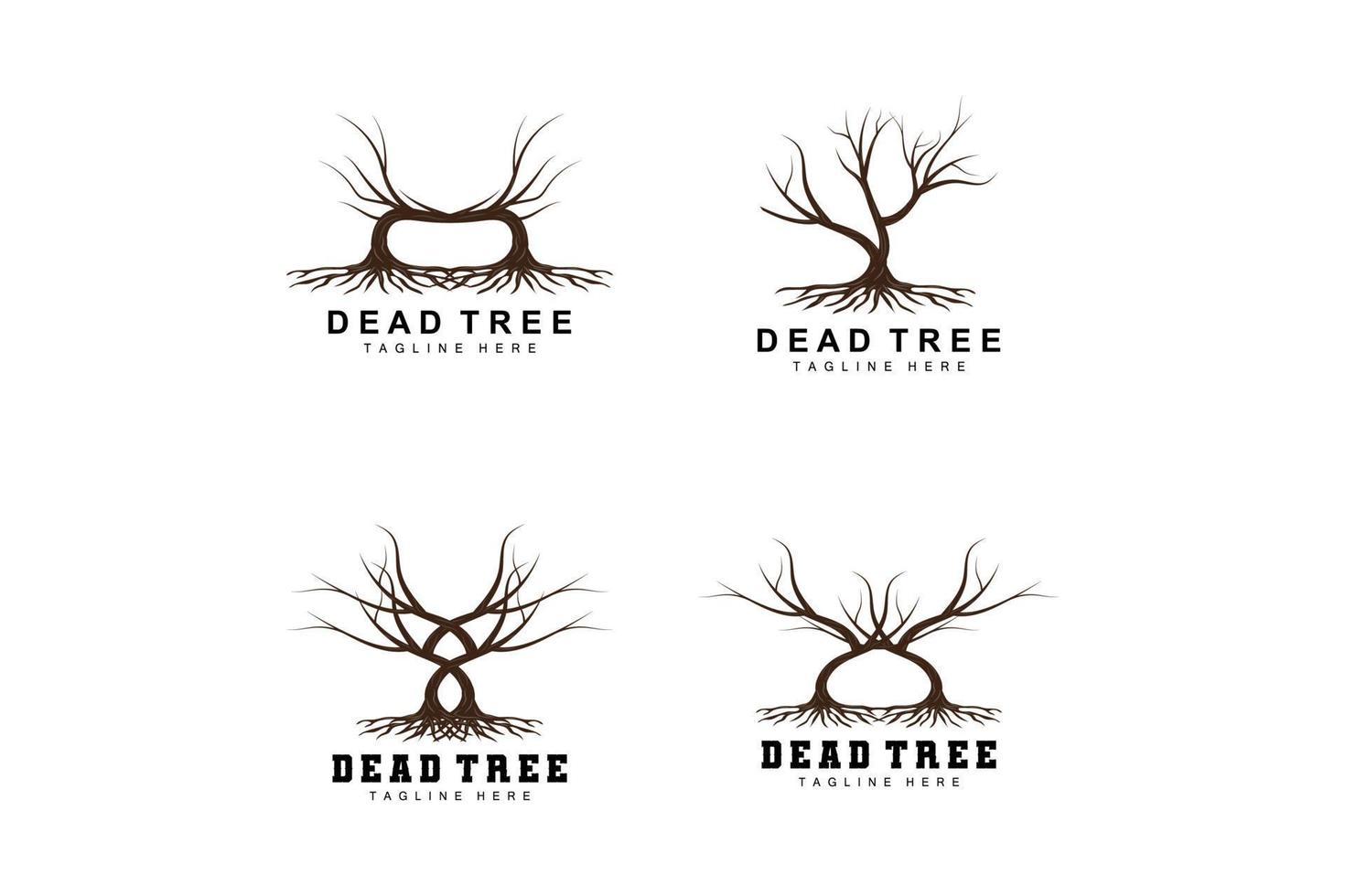 Tree Logo Design, Dead Tree Illustration, Wild Tree Cutting, Global Warming Vector, Earth Drought, Product Brand Icons vector