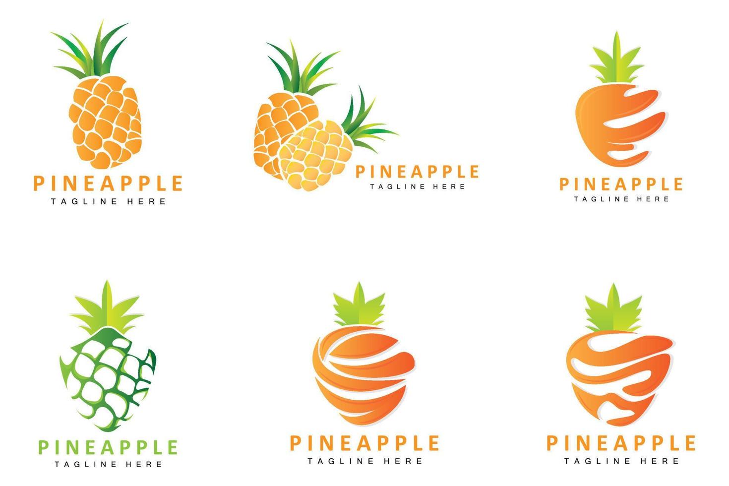 diseño de logotipo de piña, vector de fruta fresca, ilustración de plantación, etiqueta de marca de producto de fruta