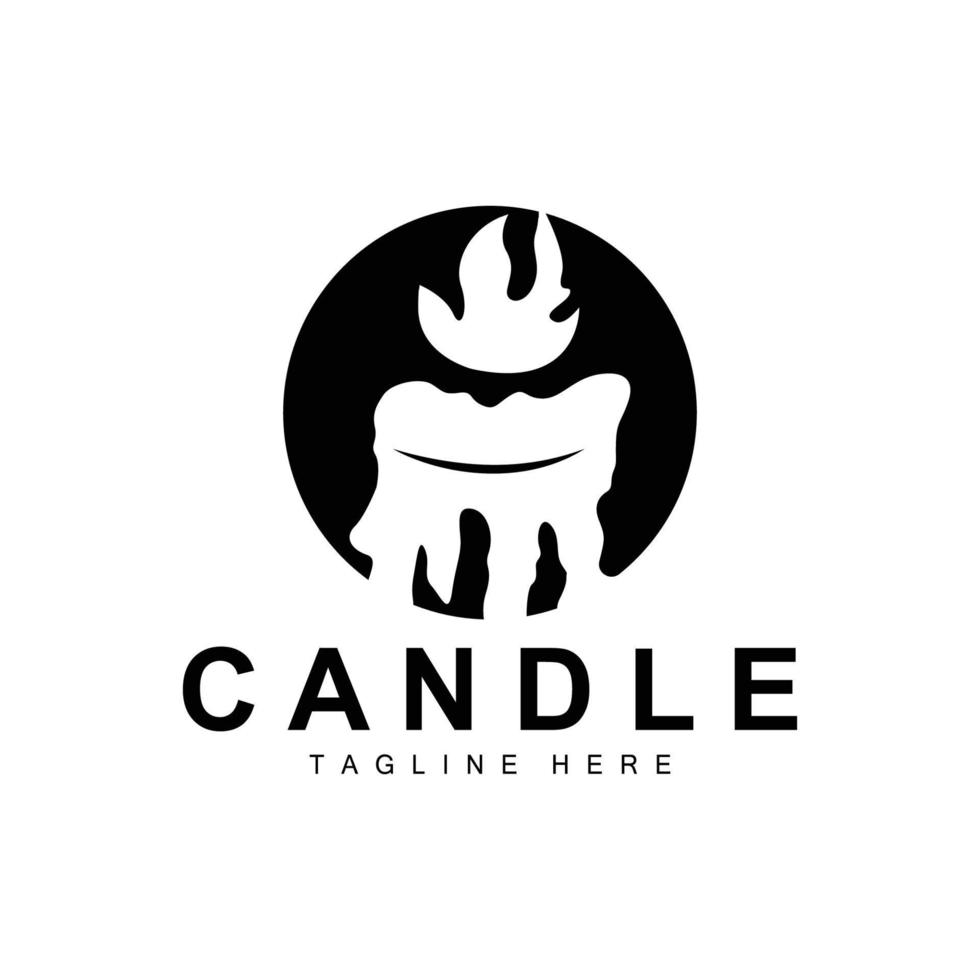 Candle Logo, Flame Lighting Design, Burning luxury Vector, Illustration