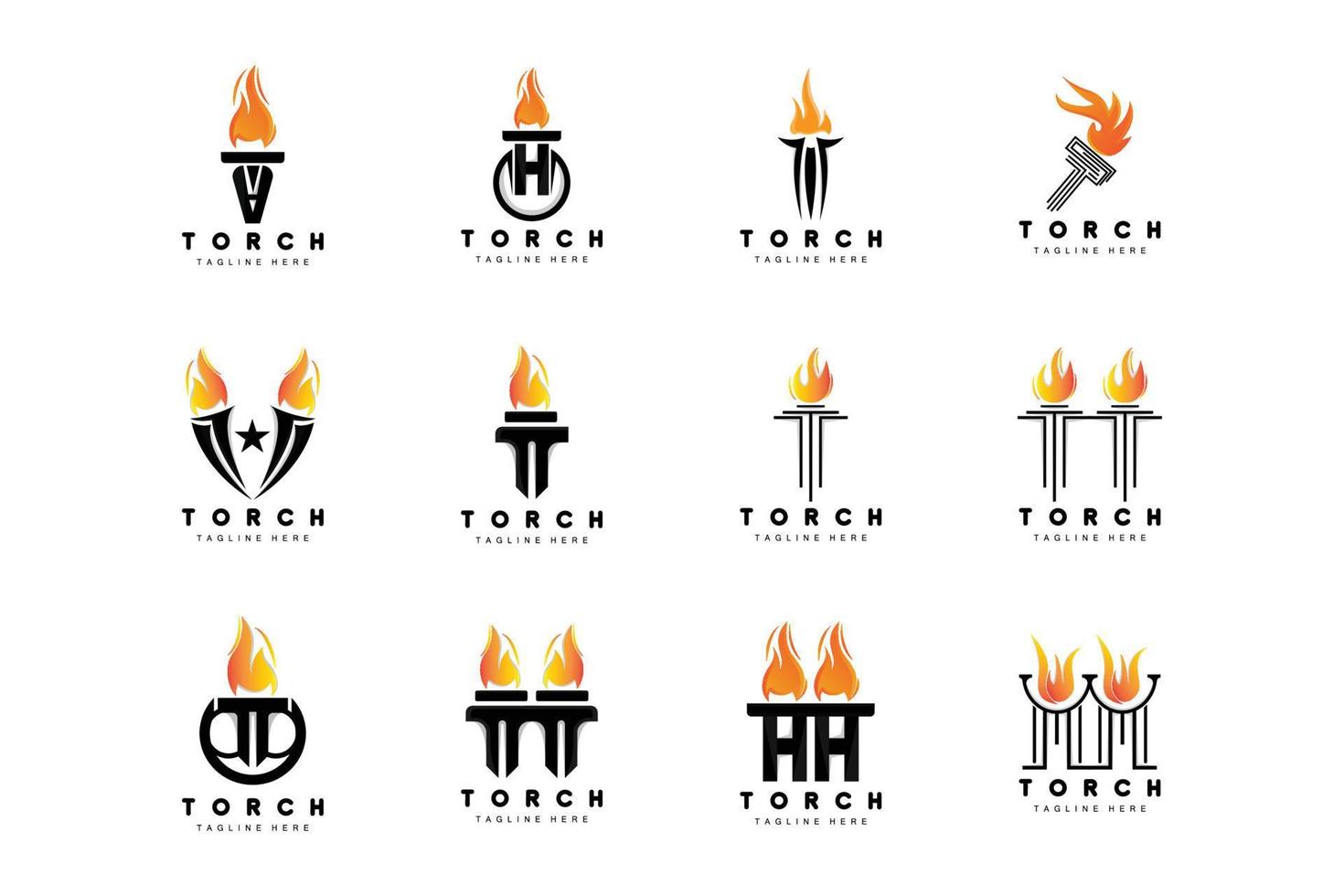 Torch Logo, Fire Design, Letter Logo, Product Brand Icon vector