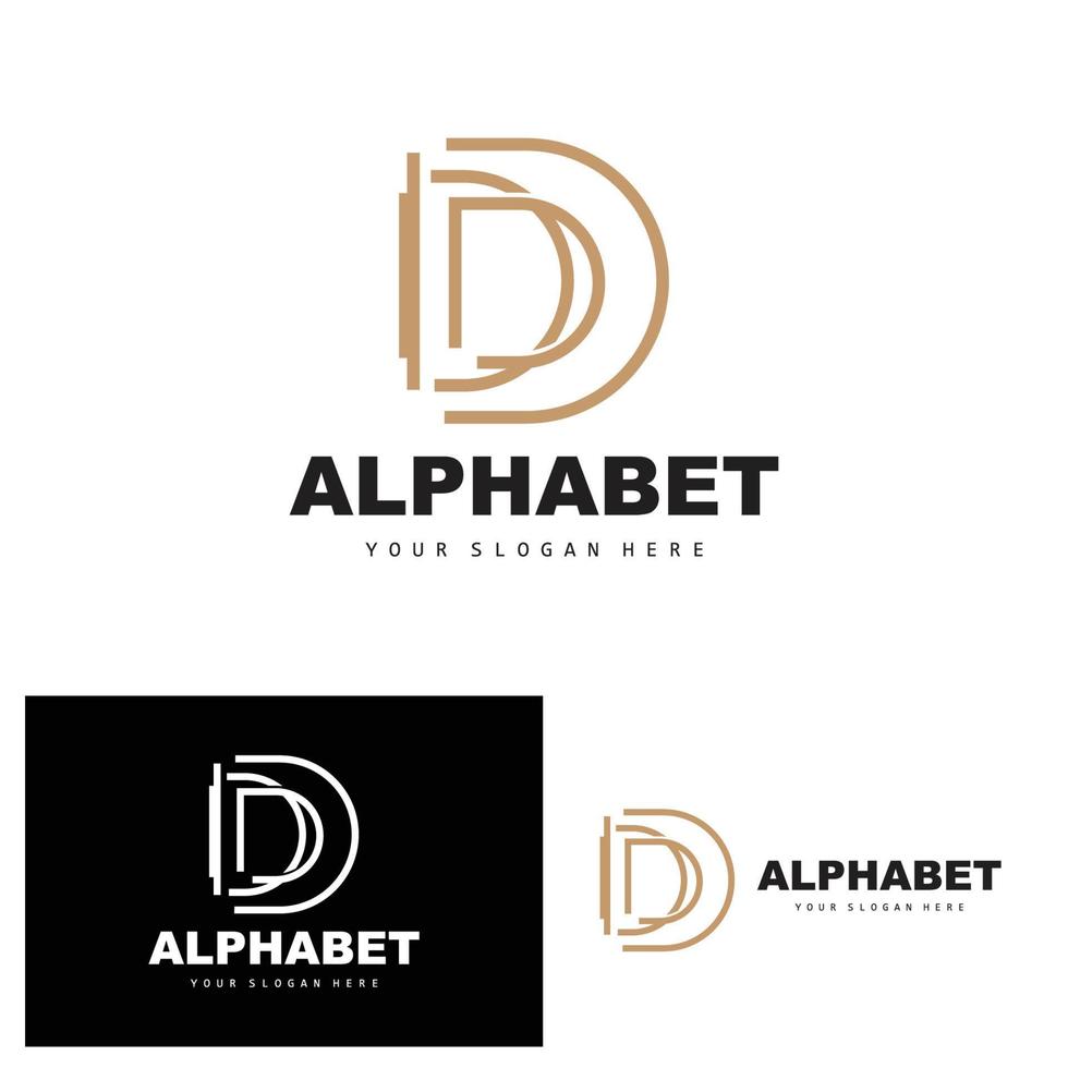 D Letter Logo, Simple Alphabet Design, Modern Minimalist Font Vector