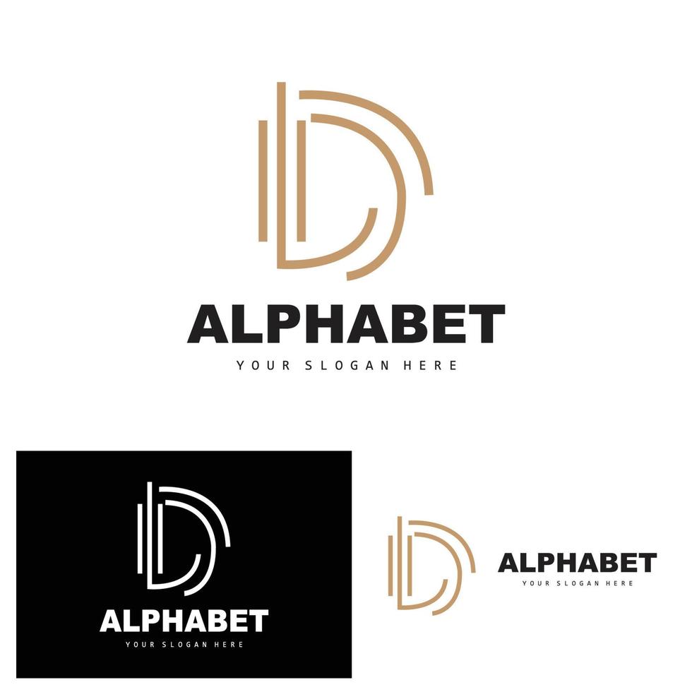 D Letter Logo, Simple Alphabet Design, Modern Minimalist Font Vector