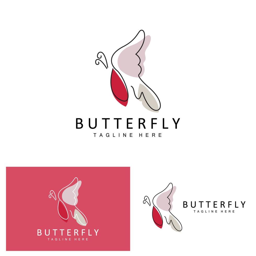 logotipo de mariposa, diseño animal con hermosas alas, animales decorativos, marcas de productos vector