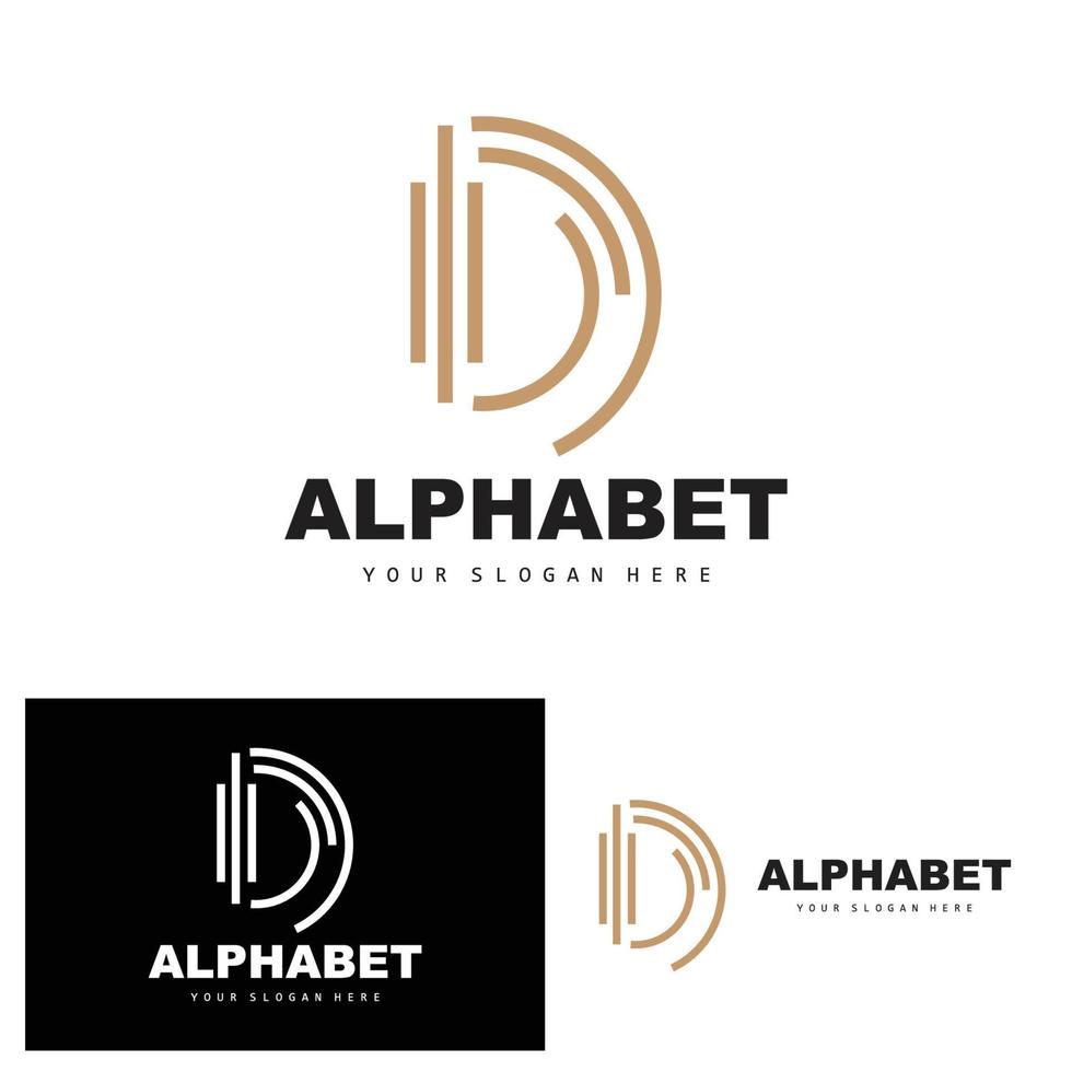 D Letter Logo, Simple Alphabet Design, Modern Minimalist Font Vector