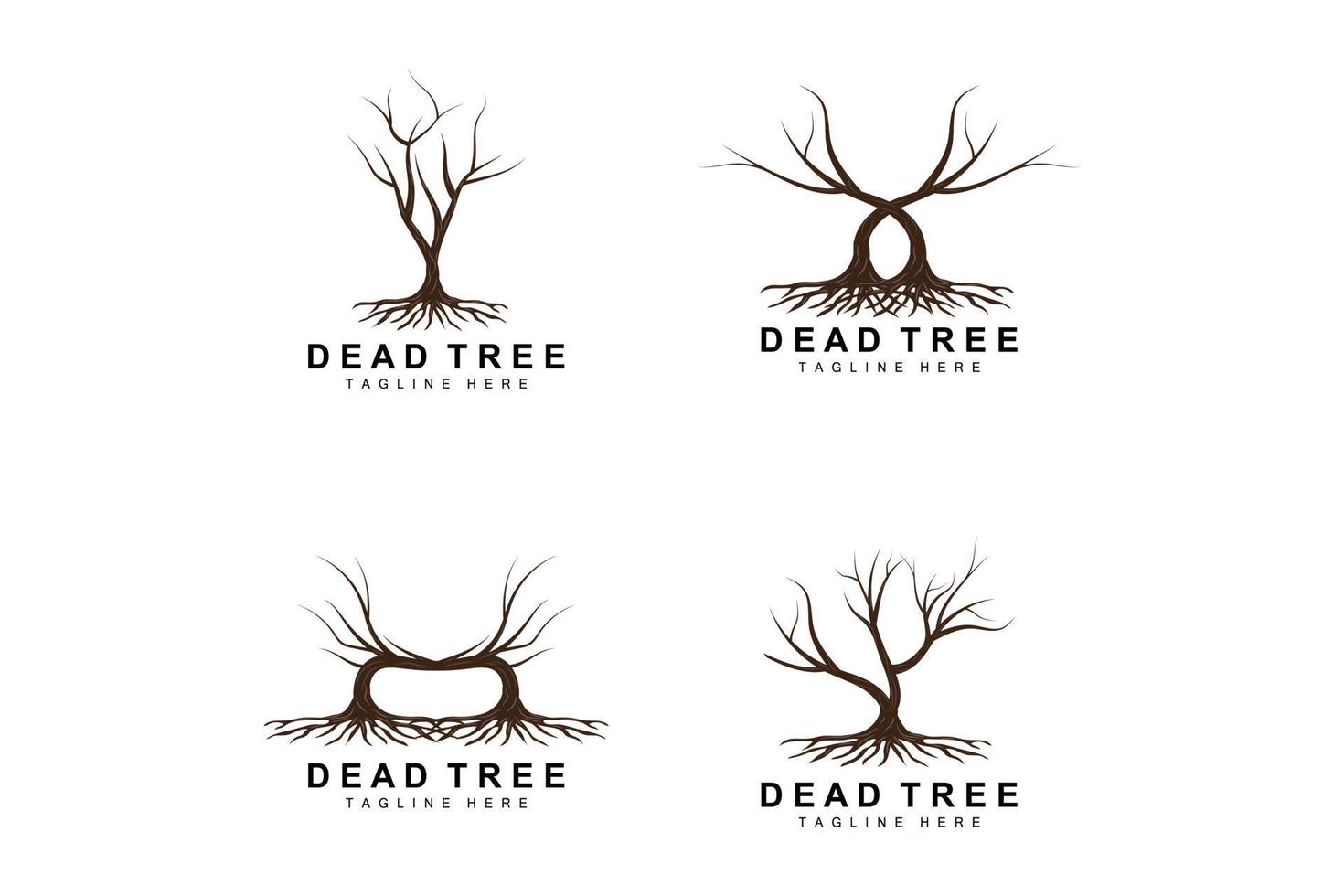 Tree Logo Design, Dead Tree Illustration, Wild Tree Cutting, Global Warming Vector, Earth Drought, Product Brand Icons vector