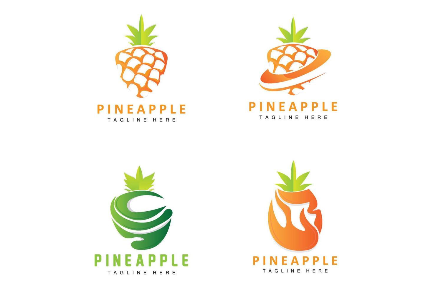 Pineapple Logo Design, Fresh Fruit Vector, Plantation Illustration, Fruit Product Brand Label vector