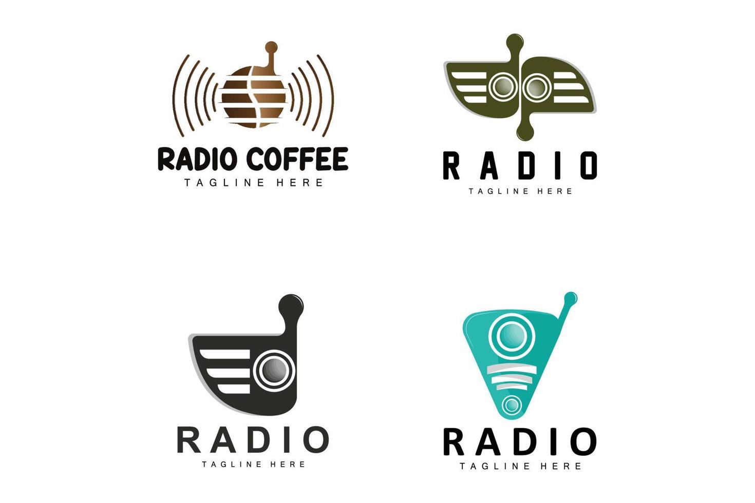 logotipo de radio de café, diseño de radio de podcast, icono de café, vector de marca de producto de logotipo de café café