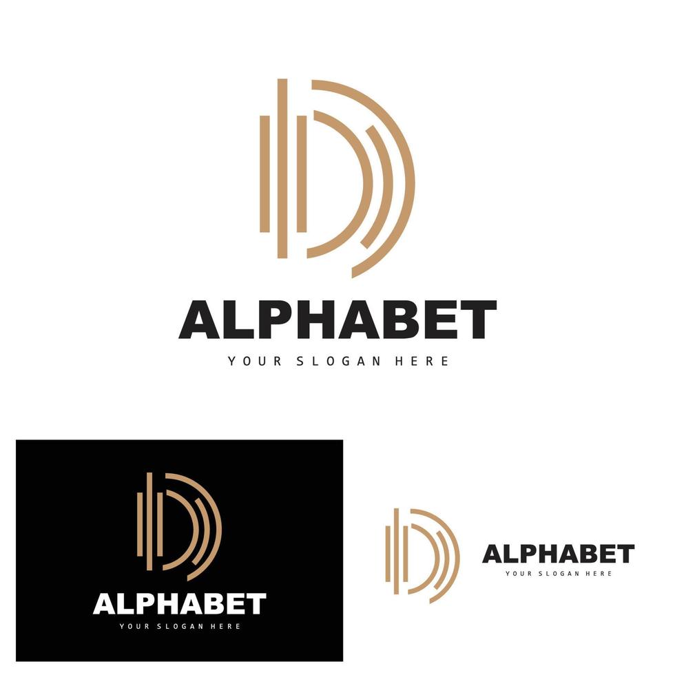 D Letter Logo, Simple Alphabet Design, Modern Minimalist Font Vector