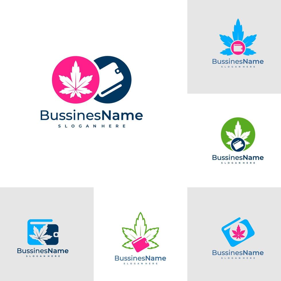 Set of Wallets Cannabis logo vector template. Creative Cannabis logo design concepts