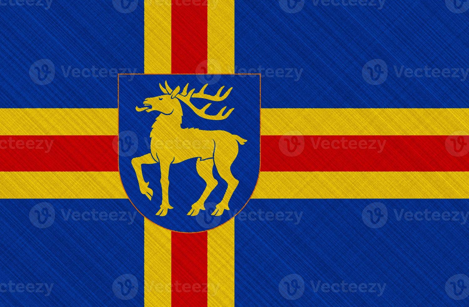 Flag of Aland Islands on a textured background. Concept collage. photo