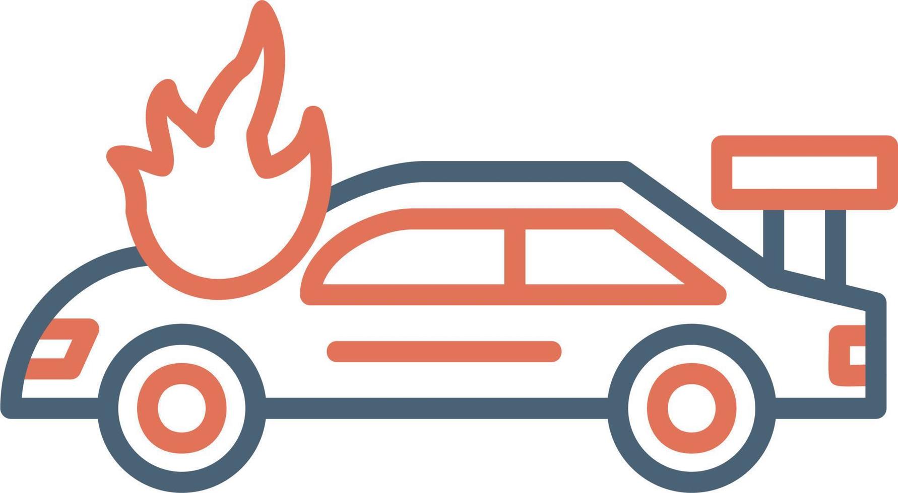 Accident Car In Fire Vector Icon