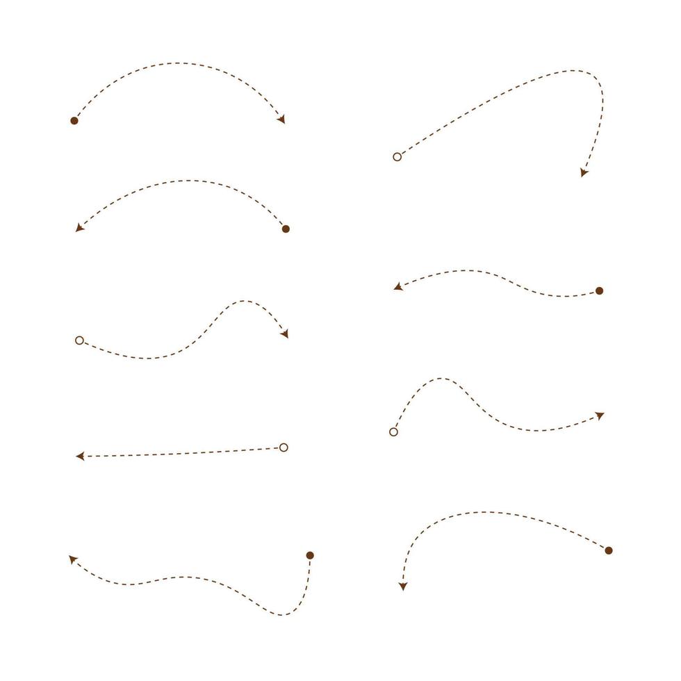 Set of dashed line arrows vector