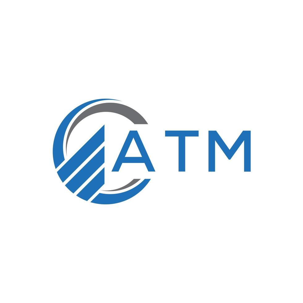 ATM Flat accounting logo design on white background. ATM creative initials Growth graph letter logo concept. ATM business finance logo design. vector