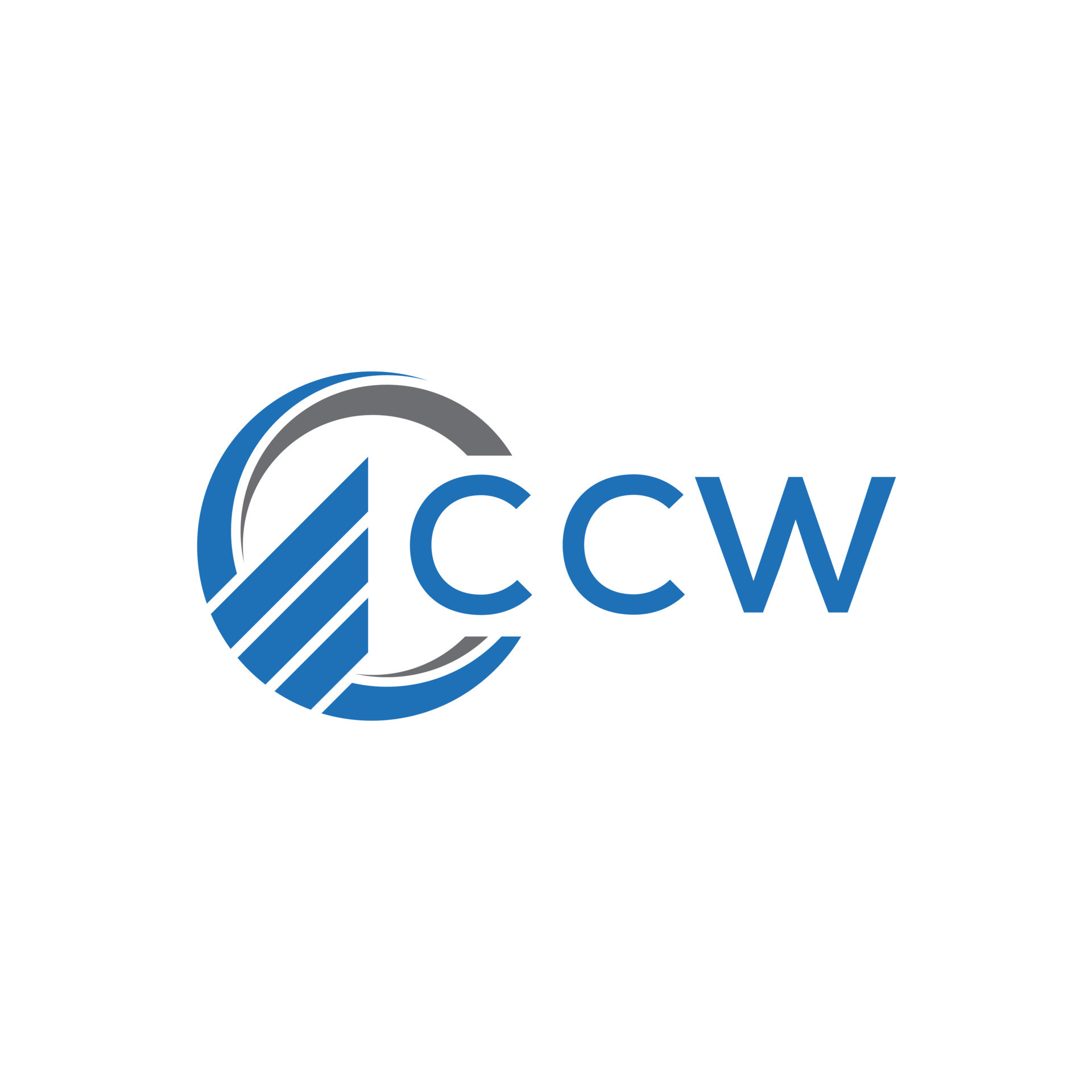 CCW Flat accounting logo design on white background. CCW creative initials Growth graph letter