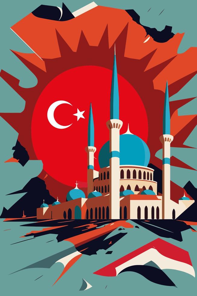 Turquía terremoto. terremoto en Turquía bandera mapa Turquía vector ilustración póster