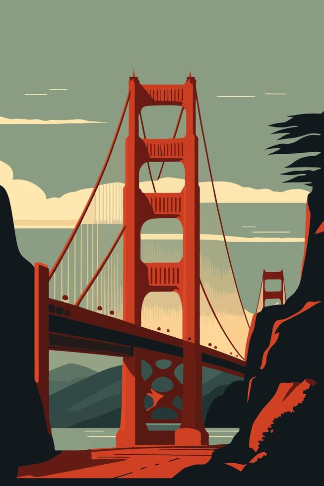 famoso dorado portón puente, san francisco vector ilustración