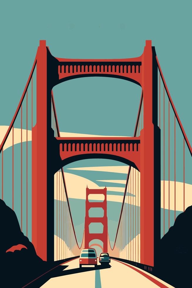 famous Golden Gate Bridge, San Francisco vector illustration