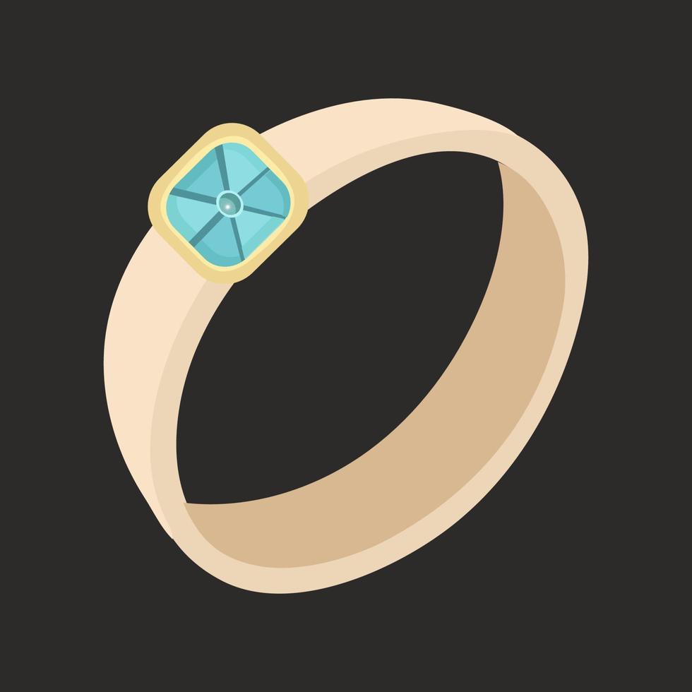 Gold ring with green stone on black vector