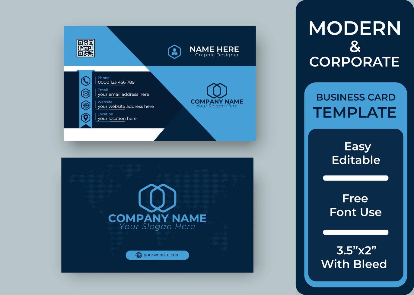 Creative modern abstract corporate clean and simple double-sided business card template design, Stylish stationery design and professional business card design Free Vecto vector