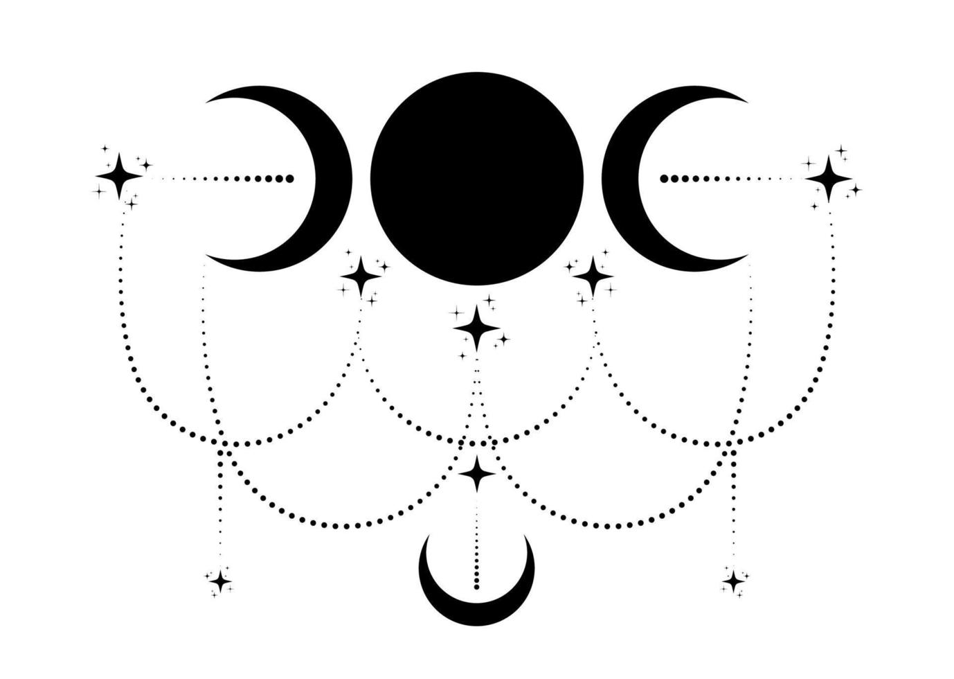Triple Moon Religious wiccan sign. Wicca logo Neopaganism symbol, celtic  boho style, Goddess icon tattoo, Goddess of the Moon, Crescent, half, full  moon vector isolated on white background 20478142 Vector Art at