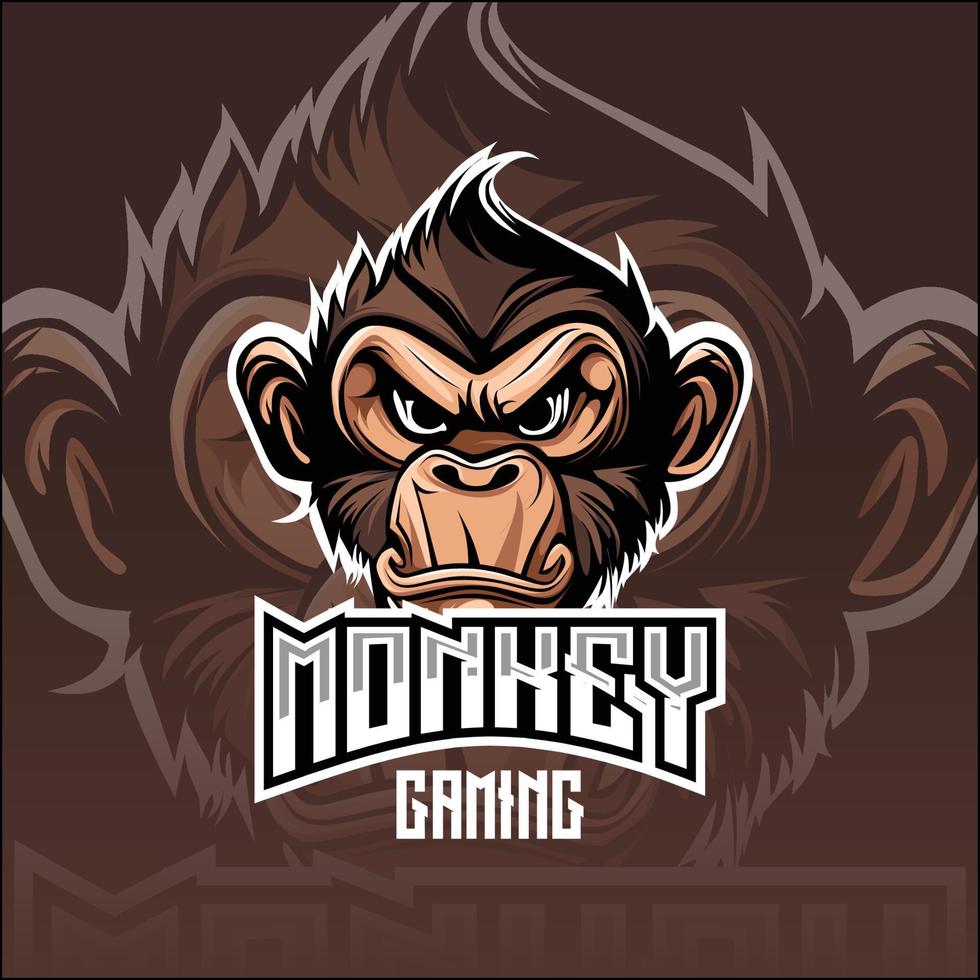 esport logo gaming monkey mascot vector