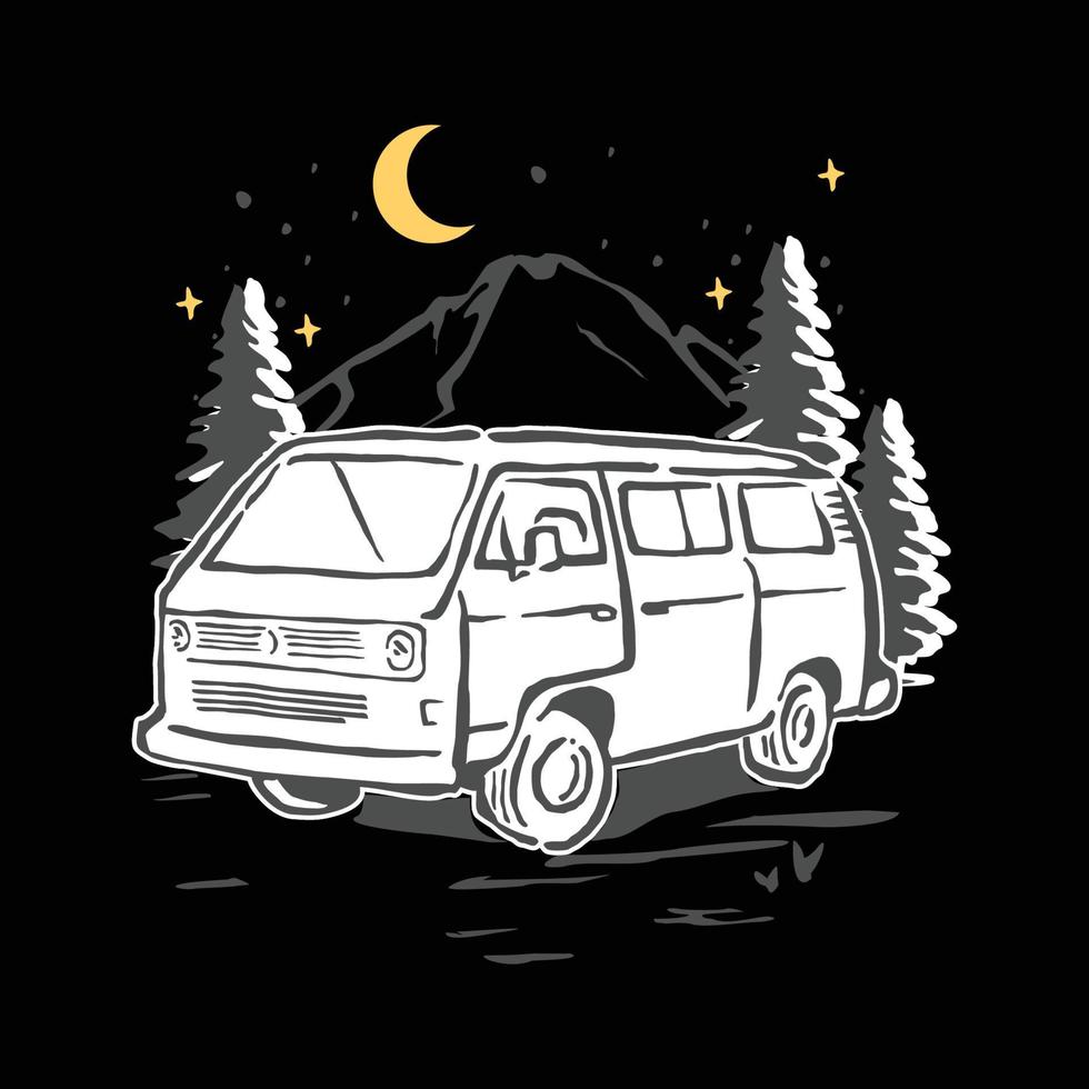 car camping road to montain adventure vector