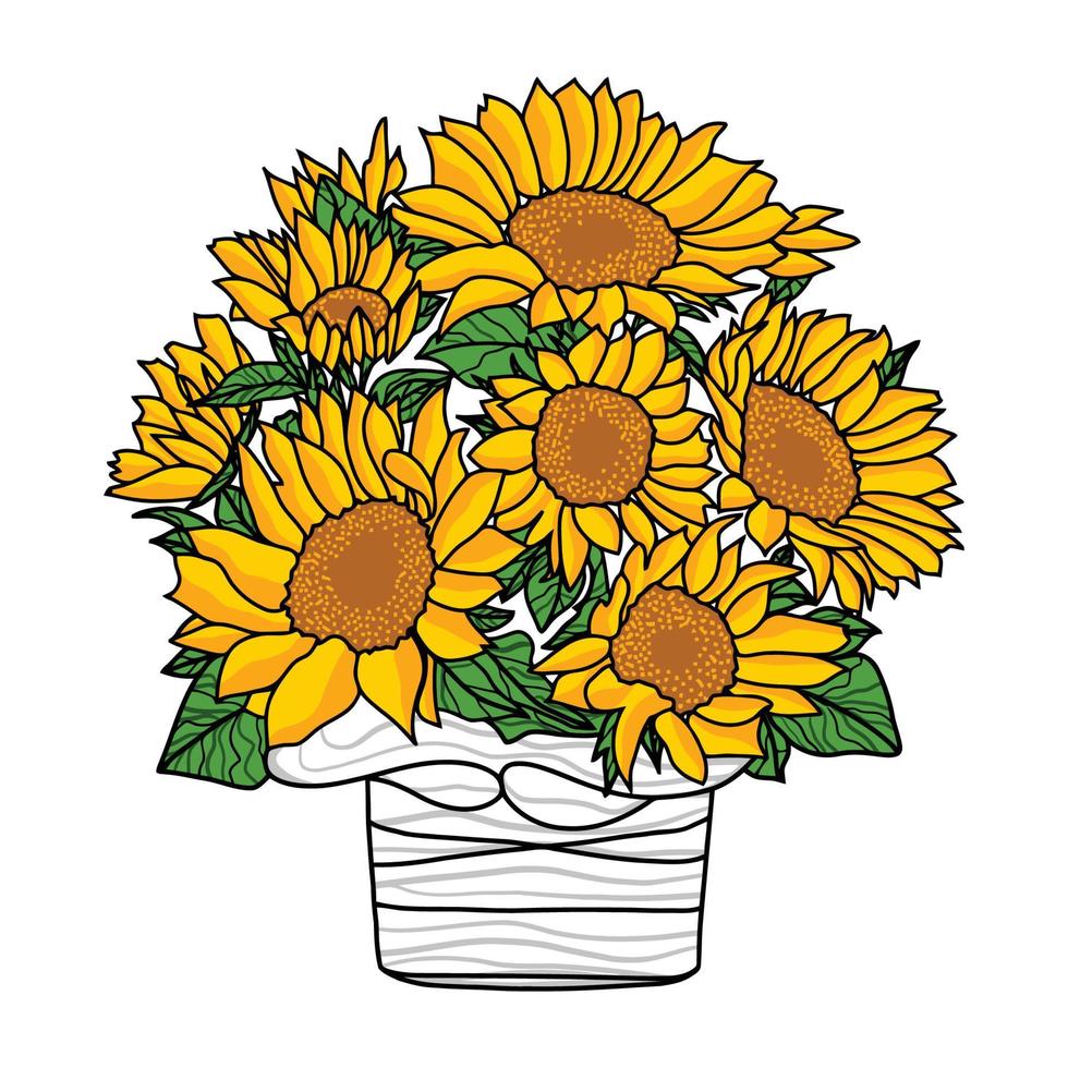 sunflower in white vase vector